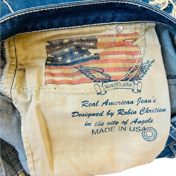 Robin’s Jean Distressed Shorts | Size 42 | American Flag Pocket | Made in USA | - Picture 3 of 14
